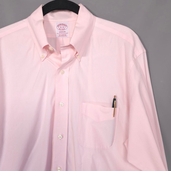 BROOKS BROTHERS Men's Shirt 16-34 Pink MADISON ORIGINAL POLO AMERICAN SUPIMA - Picture 1 of 9